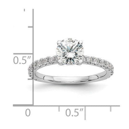 14k White Gold (Holds 1 carat (6.5mm) Round Center) 1/3 carat Diamond Semi-Mount Engagement Ring