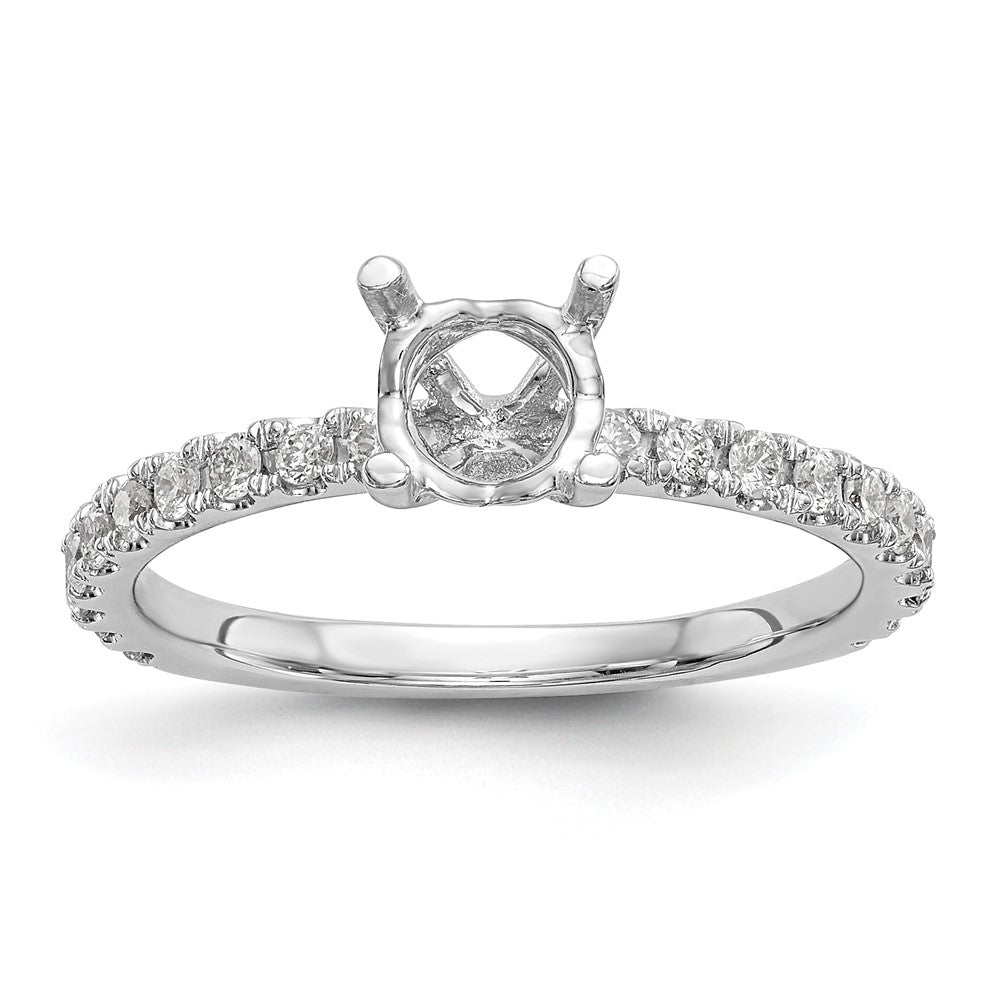 14k White Gold (Holds 1 carat (6.5mm) Round Center) 1/3 carat Diamond Semi-Mount Engagement Ring
