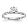 14k White Gold (Holds 1 carat (6.5mm) Round Center) 1/3 carat Diamond Semi-Mount Engagement Ring