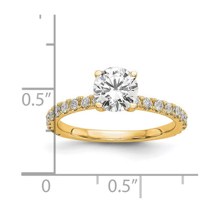 14k 1/3 carat Lab Grown Diamond VS/SI+ G+ 1 carat Center Round Semi Mount Engagement Ring