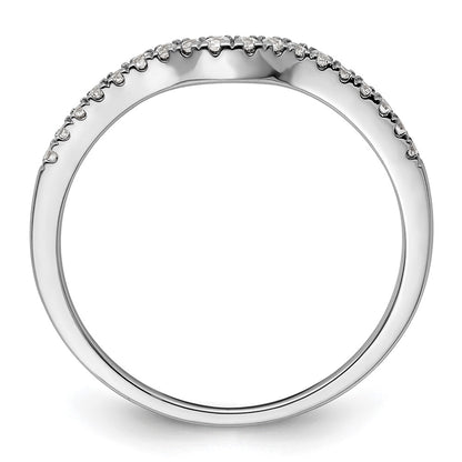 14k White Gold 1/8 carat Diamond Contoured Complete Wedding Band