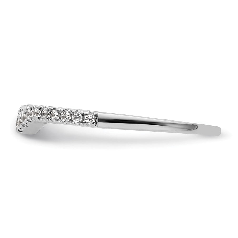 14k White Gold 1/8 carat Diamond Contoured Complete Wedding Band