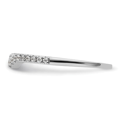 14k White Gold 1/8 carat Diamond Contoured Complete Wedding Band