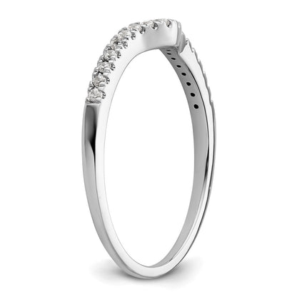 14k White Gold 1/8 carat Diamond Contoured Complete Wedding Band