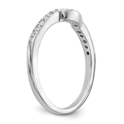14k White Gold 1/8 carat Diamond Contoured Complete Wedding Band