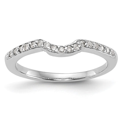 14k White Gold 1/8 carat Diamond Contoured Complete Wedding Band