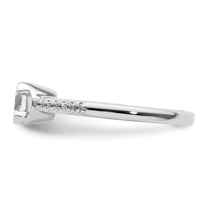 14k White Gold (Holds 3/4 carat (5.80mm) Round Center) 1/10 carat Diamond Semi-Mount Engagement Ring