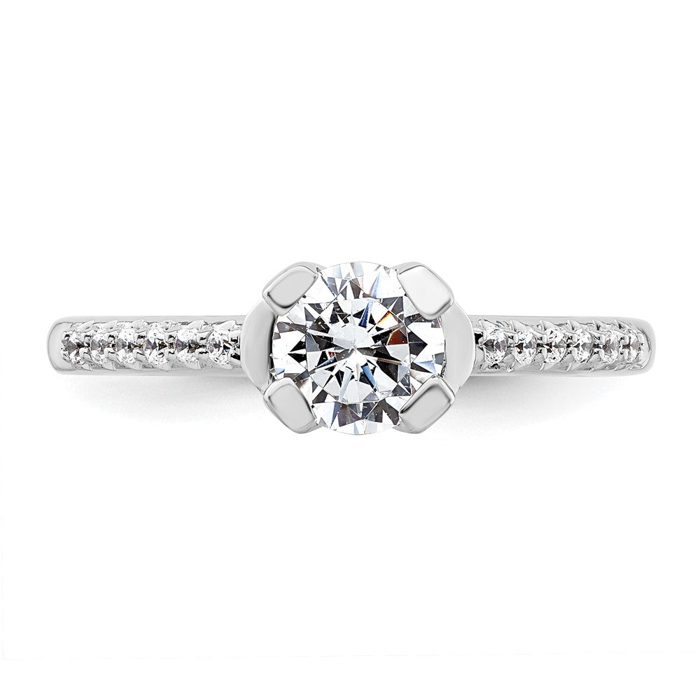 14k White Gold (Holds 3/4 carat (5.80mm) Round Center) 1/10 carat Diamond Semi-Mount Engagement Ring