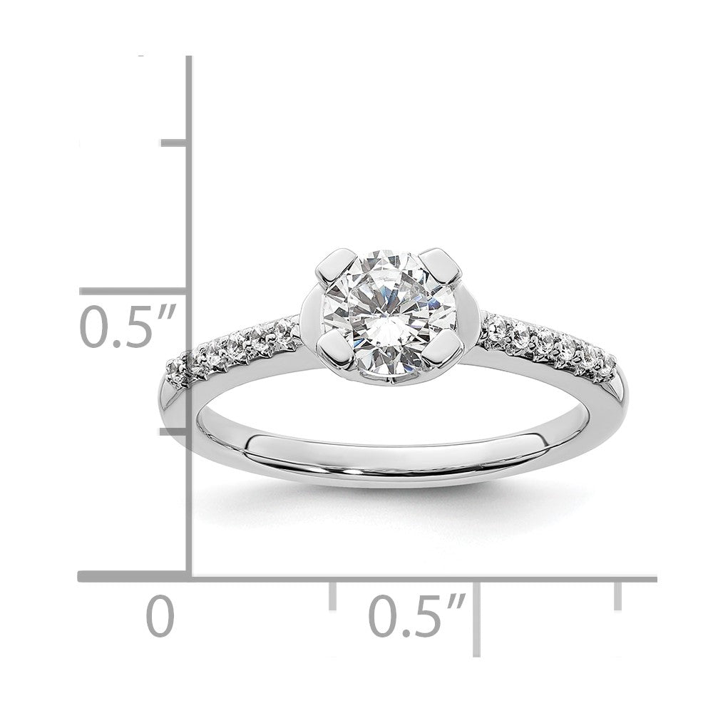 14k White Gold (Holds 3/4 carat (5.80mm) Round Center) 1/10 carat Diamond Semi-Mount Engagement Ring