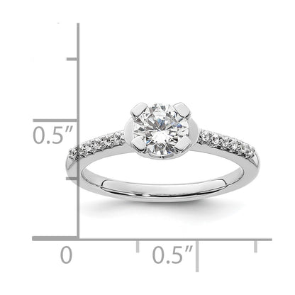14k White Gold (Holds 3/4 carat (5.80mm) Round Center) 1/10 carat Diamond Semi-Mount Engagement Ring