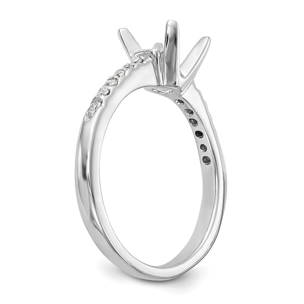 14k White Gold (Holds 1 carat (6.50mm) Round Center) 1/8 carat Diamond Semi-Mount Engagement Ring