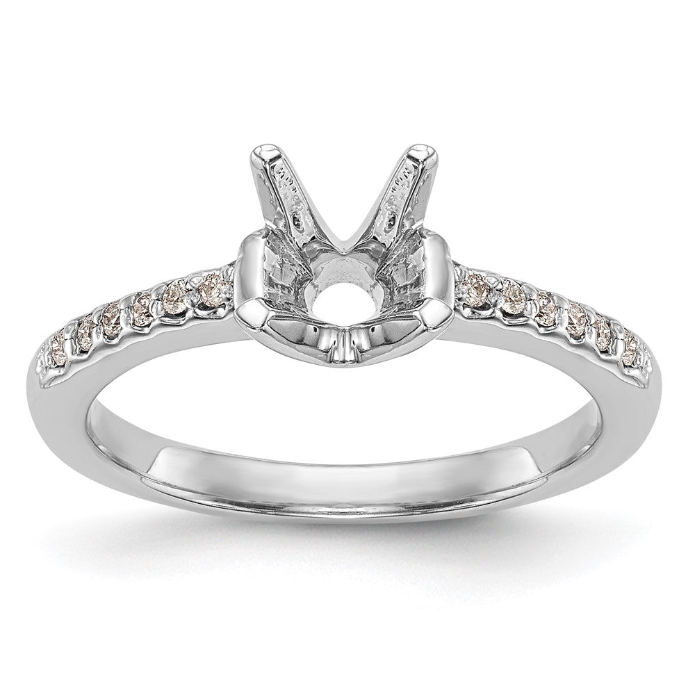 14k White Gold (Holds 1 carat (6.50mm) Round Center) 1/8 carat Diamond Semi-Mount Engagement Ring