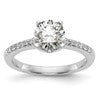 14k White Gold (Holds 1 carat (6.50mm) Round Center) 1/8 carat Diamond Semi-Mount Engagement Ring