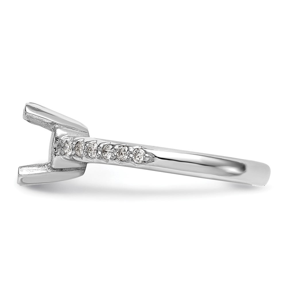 14k White Gold (Holds 2 carat (8.00mm) Round Center) 1/8 carat Diamond Semi-Mount Engagement Ring