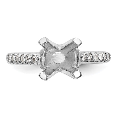 14k White Gold (Holds 2 carat (8.00mm) Round Center) 1/8 carat Diamond Semi-Mount Engagement Ring