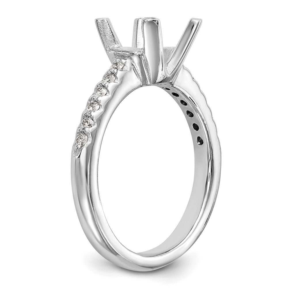 14k White Gold (Holds 2 carat (8.00mm) Round Center) 1/8 carat Diamond Semi-Mount Engagement Ring