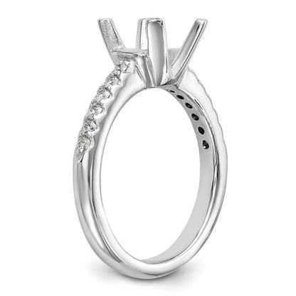 14k White Gold (Holds 2 carat (8.00mm) Round Center) 1/8 carat Diamond Semi-Mount Engagement Ring