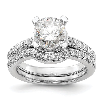 14k White Gold (Holds 2 carat (8.00mm) Round Center) 1/8 carat Diamond Semi-Mount Engagement Ring
