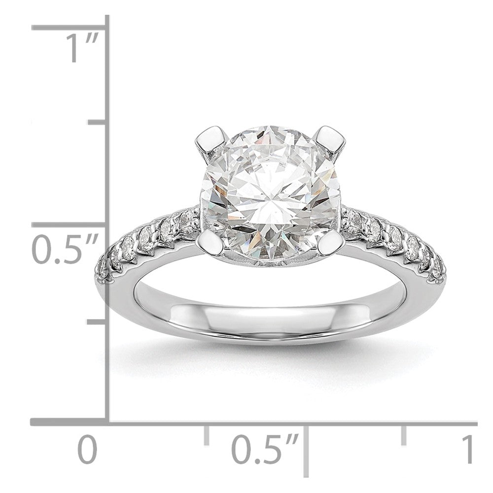 14k White Gold (Holds 2 carat (8.00mm) Round Center) 1/8 carat Diamond Semi-Mount Engagement Ring