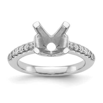 14k White Gold (Holds 2 carat (8.00mm) Round Center) 1/8 carat Diamond Semi-Mount Engagement Ring