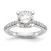 14k White Gold (Holds 2 carat (8.00mm) Round Center) 1/8 carat Diamond Semi-Mount Engagement Ring