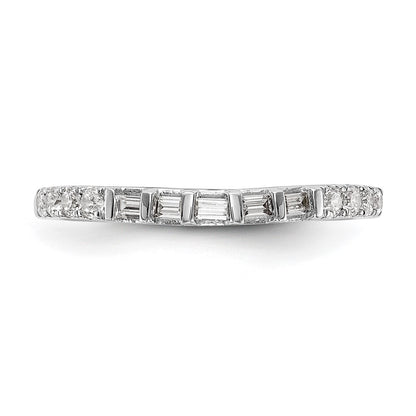 14k White Gold 1/4 carat Round/Baguette Diamond Contoured Complete Wedding Band