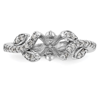 14k White Gold 3/8 carat Lab Grown Diamond VS/SI+ G+ 3/4 carat Center Round Semi Mount Channel Set Shared Prong Engagement Ring