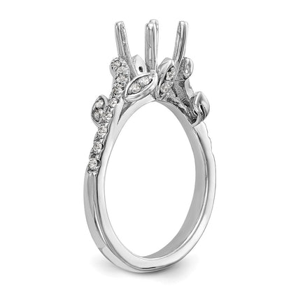 14k White Gold 3/8 carat Lab Grown Diamond VS/SI+ G+ 3/4 carat Center Round Semi Mount Channel Set Shared Prong Engagement Ring