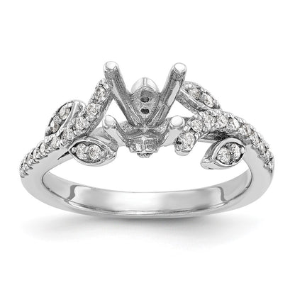 14k White Gold 3/8 carat Lab Grown Diamond VS/SI+ G+ 3/4 carat Center Round Semi Mount Channel Set Shared Prong Engagement Ring