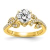 14k 3/8 carat Lab Grown Diamond VS/SI+ G+ 3/4 carat Center Round Semi Mount Channel Set Shared Prong Engagement Ring