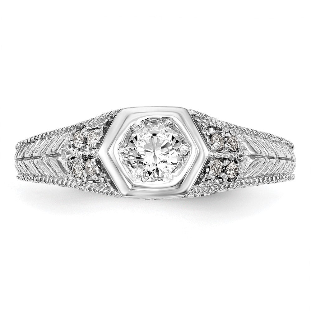 14k White Gold 1/5 carat Lab Grown Diamond VS/SI+ G+ Round Complete Shared Prong Engagement Ring