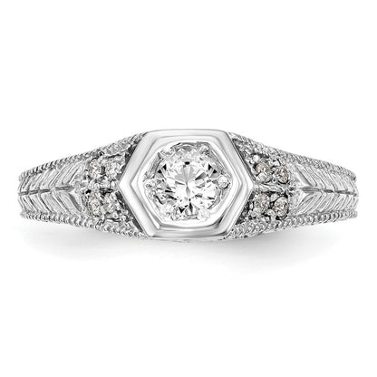 14k White Gold 1/5 carat Lab Grown Diamond VS/SI+ G+ Round Complete Shared Prong Engagement Ring