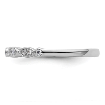 14k White Gold 1/10 carat Diamond Complete Wedding Band