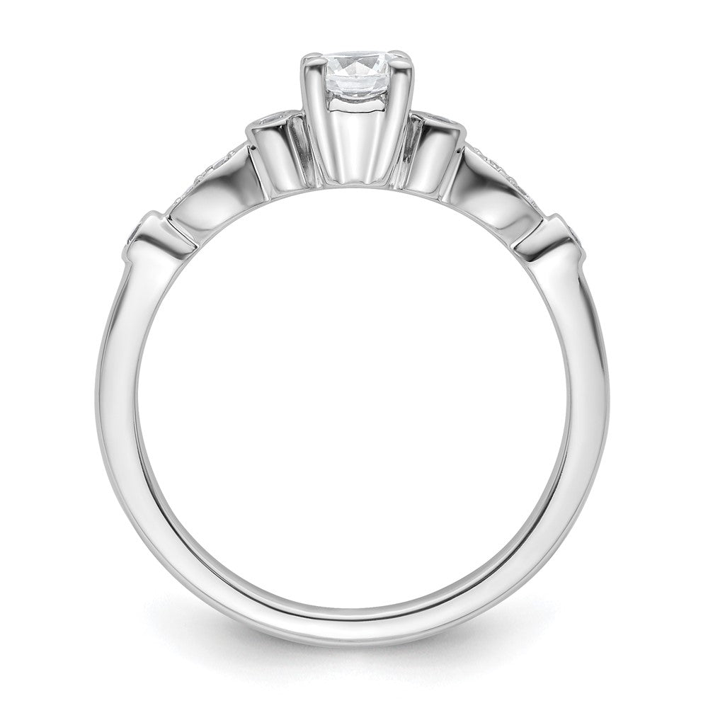 14K White Gold (Holds 1/3 carat (4.5mm) Round Center) 1/15 carat Diamond Semi-Mount Engagement Ring