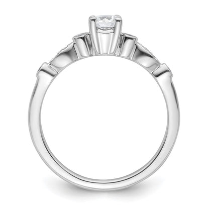 14K White Gold (Holds 1/3 carat (4.5mm) Round Center) 1/15 carat Diamond Semi-Mount Engagement Ring