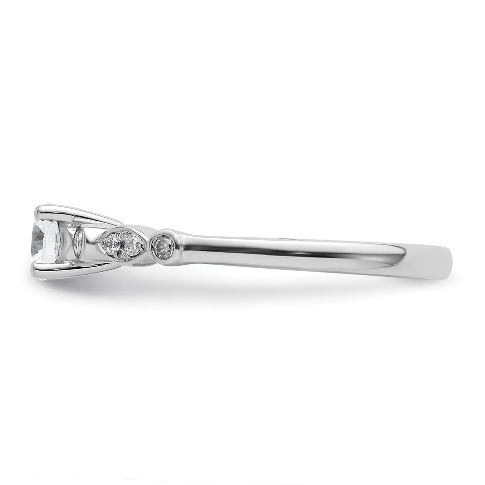 14K White Gold (Holds 1/3 carat (4.5mm) Round Center) 1/15 carat Diamond Semi-Mount Engagement Ring