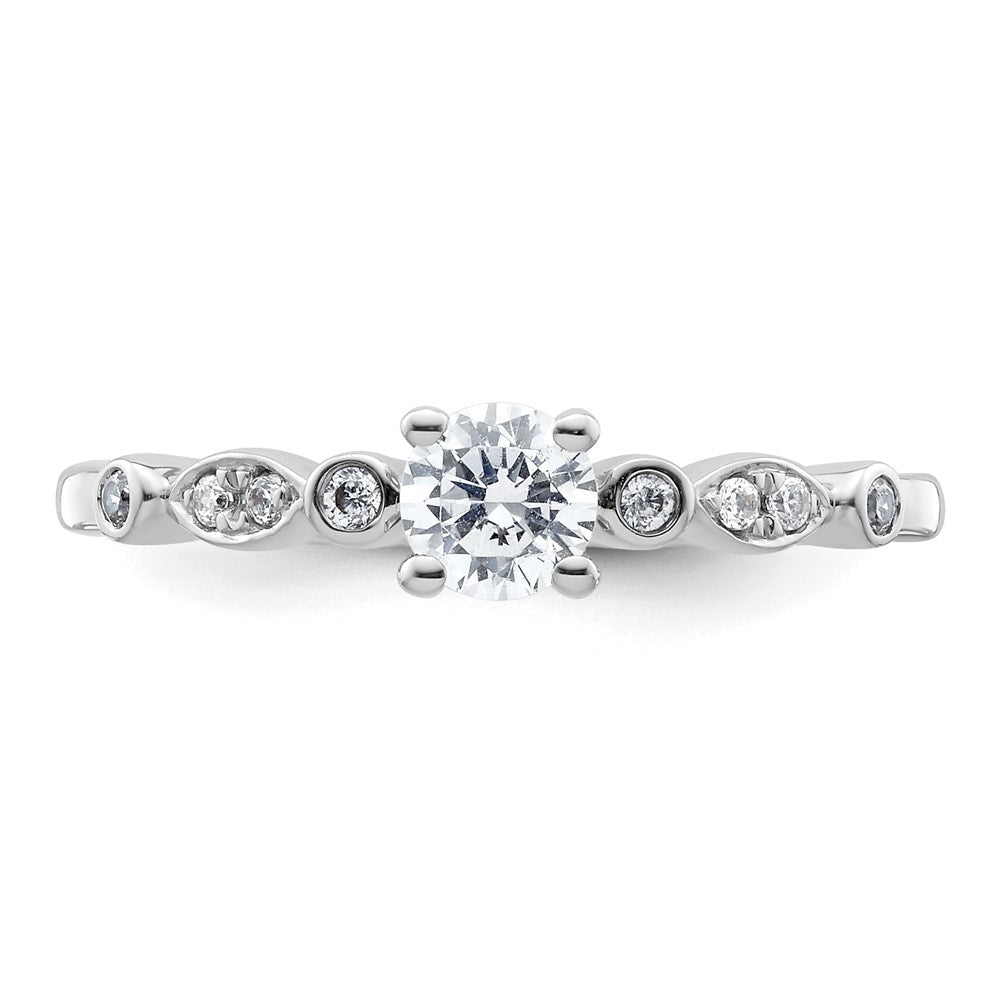 14K White Gold (Holds 1/3 carat (4.5mm) Round Center) 1/15 carat Diamond Semi-Mount Engagement Ring