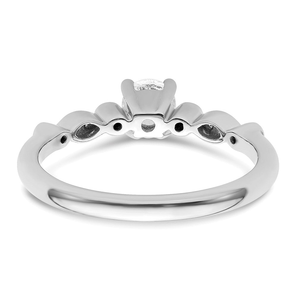14K White Gold (Holds 1/3 carat (4.5mm) Round Center) 1/15 carat Diamond Semi-Mount Engagement Ring