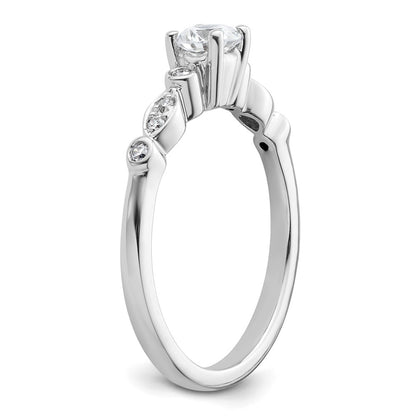 14K White Gold (Holds 1/3 carat (4.5mm) Round Center) 1/15 carat Diamond Semi-Mount Engagement Ring