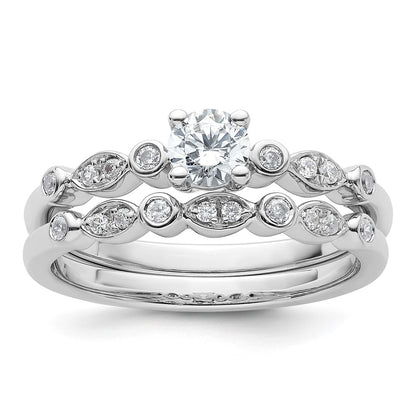 14K White Gold (Holds 1/3 carat (4.5mm) Round Center) 1/15 carat Diamond Semi-Mount Engagement Ring