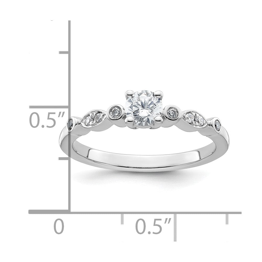 14K White Gold (Holds 1/3 carat (4.5mm) Round Center) 1/15 carat Diamond Semi-Mount Engagement Ring