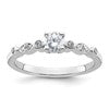 14K White Gold (Holds 1/3 carat (4.5mm) Round Center) 1/15 carat Diamond Semi-Mount Engagement Ring
