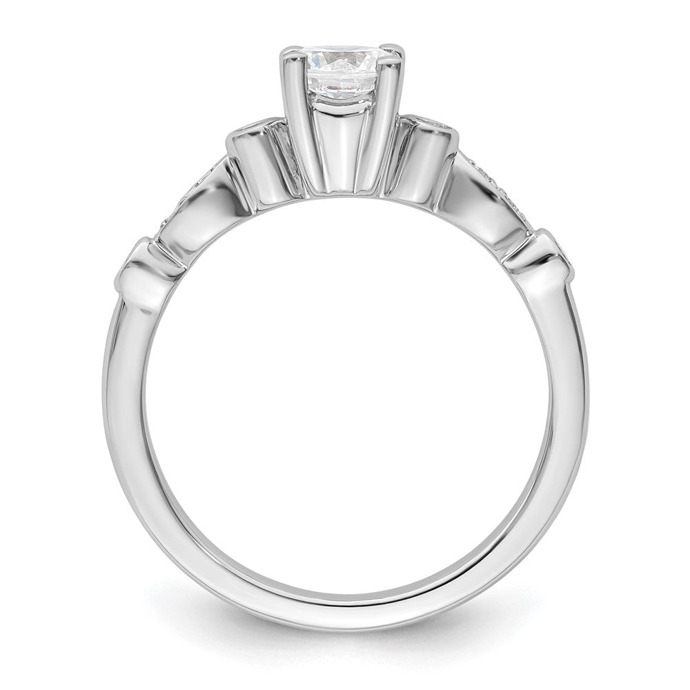 14K White Gold (Holds 1/2 carat (5.2mm) Round Center) 1/10 carat Diamond Semi-Mount Engagement Ring