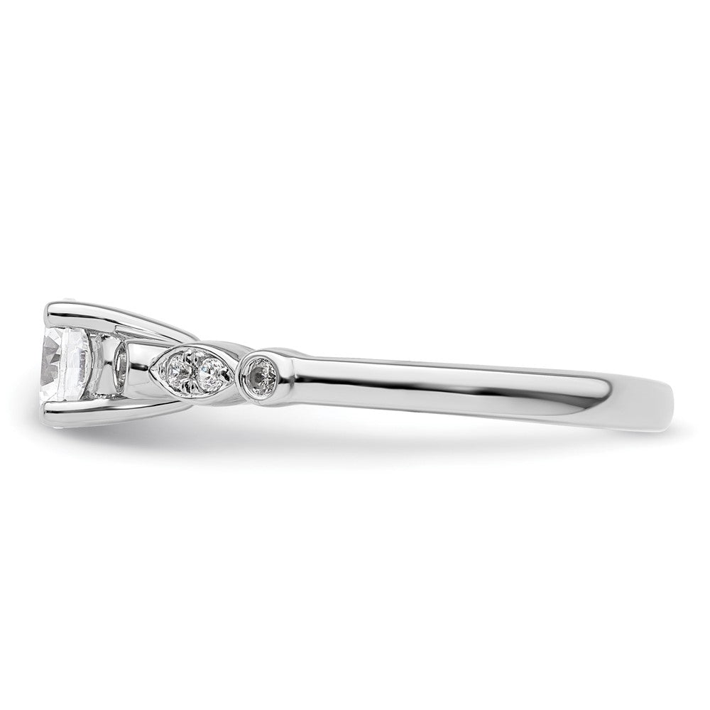 14K White Gold (Holds 1/2 carat (5.2mm) Round Center) 1/10 carat Diamond Semi-Mount Engagement Ring