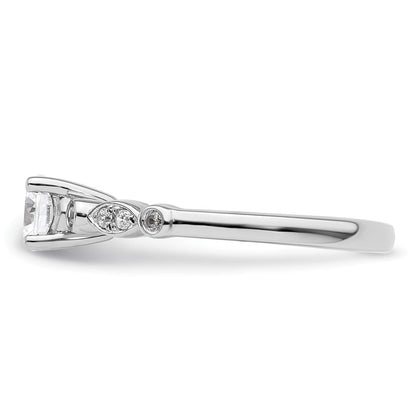 14K White Gold (Holds 1/2 carat (5.2mm) Round Center) 1/10 carat Diamond Semi-Mount Engagement Ring