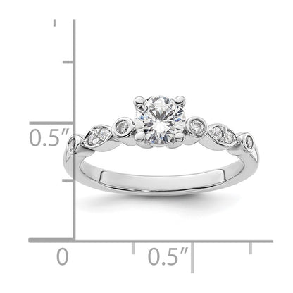 14K White Gold (Holds 1/2 carat (5.2mm) Round Center) 1/10 carat Diamond Semi-Mount Engagement Ring