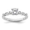 14K White Gold (Holds 1/2 carat (5.2mm) Round Center) 1/10 carat Diamond Semi-Mount Engagement Ring
