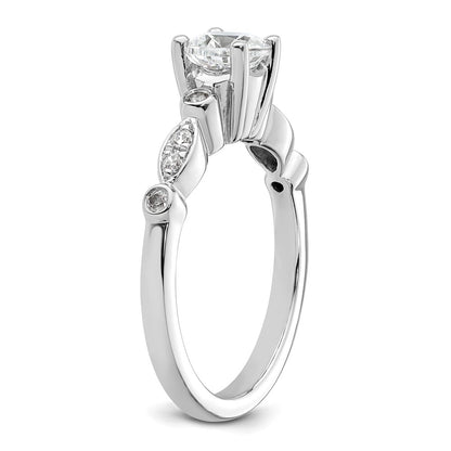 14K White Gold (Holds 3/4 carat (5.8mm) Round Center) 1/8 carat Diamond Semi-Mount Engagement Ring