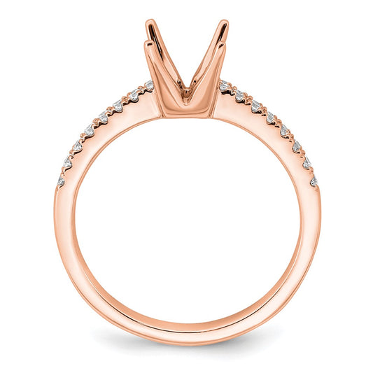 True Origin 14K Rose Gold 1/6 carat Lab Grown Diamond VS+ F+ Semi-Mount Princess Engagement Ring