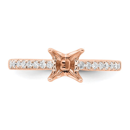 True Origin 14K Rose Gold 1/6 carat Lab Grown Diamond VS+ F+ Semi-Mount Princess Engagement Ring